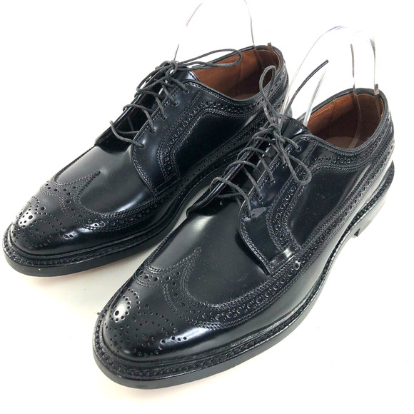 Allen Edmonds MacNeil 9D Lace Up Leather Shell Cordovan Wingtip Shoes Black MINT - Picture 1 of 12